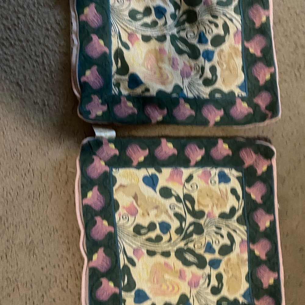 Vintage Decor France 2 Floral Rabbit Unicorn Embroidered Tapestry Pillow Shams - Picture 10 of 16